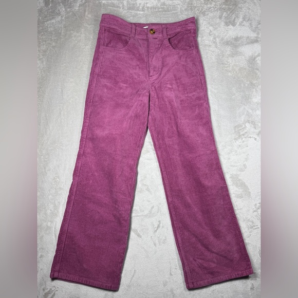 Billabong Be Free Purple Corduroy Wide Leg High Rise Casual Pants Size 27 - Picture 1 of 16